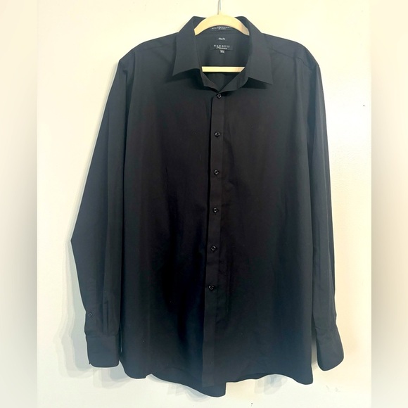 Marquis Signature Black Long Sleeve Dress Shirt Slim Fit 2XL 18.5 36/37 - Picture 1 of 4